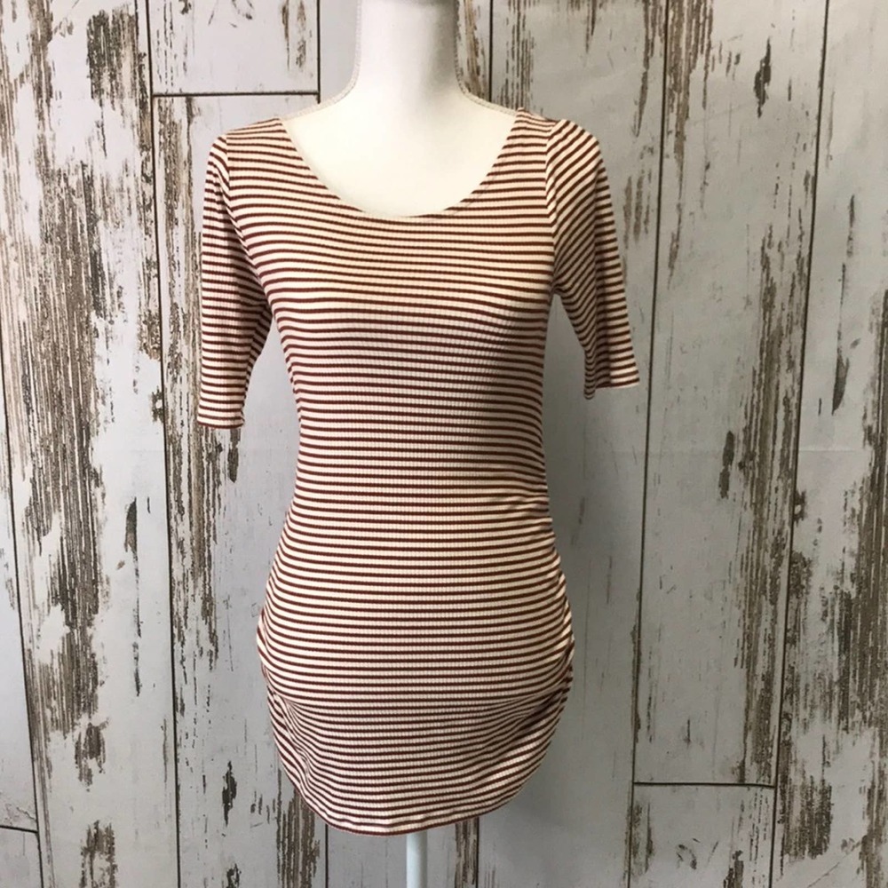 Isabel Maternity Blouse Brown and Cream Striped